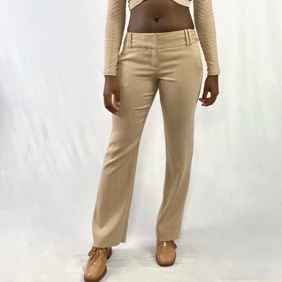 Limited Cassidy Neutral Beige Mid Rise Herringbone Texture Trousers Pants Sz 6 - Picture 1 of 9